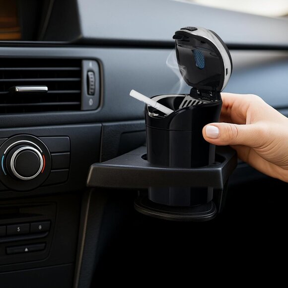 Premium Stainless Steel Car Ashtray with Easy Clean Design & Blue Light Feature - Picture 8 of 8